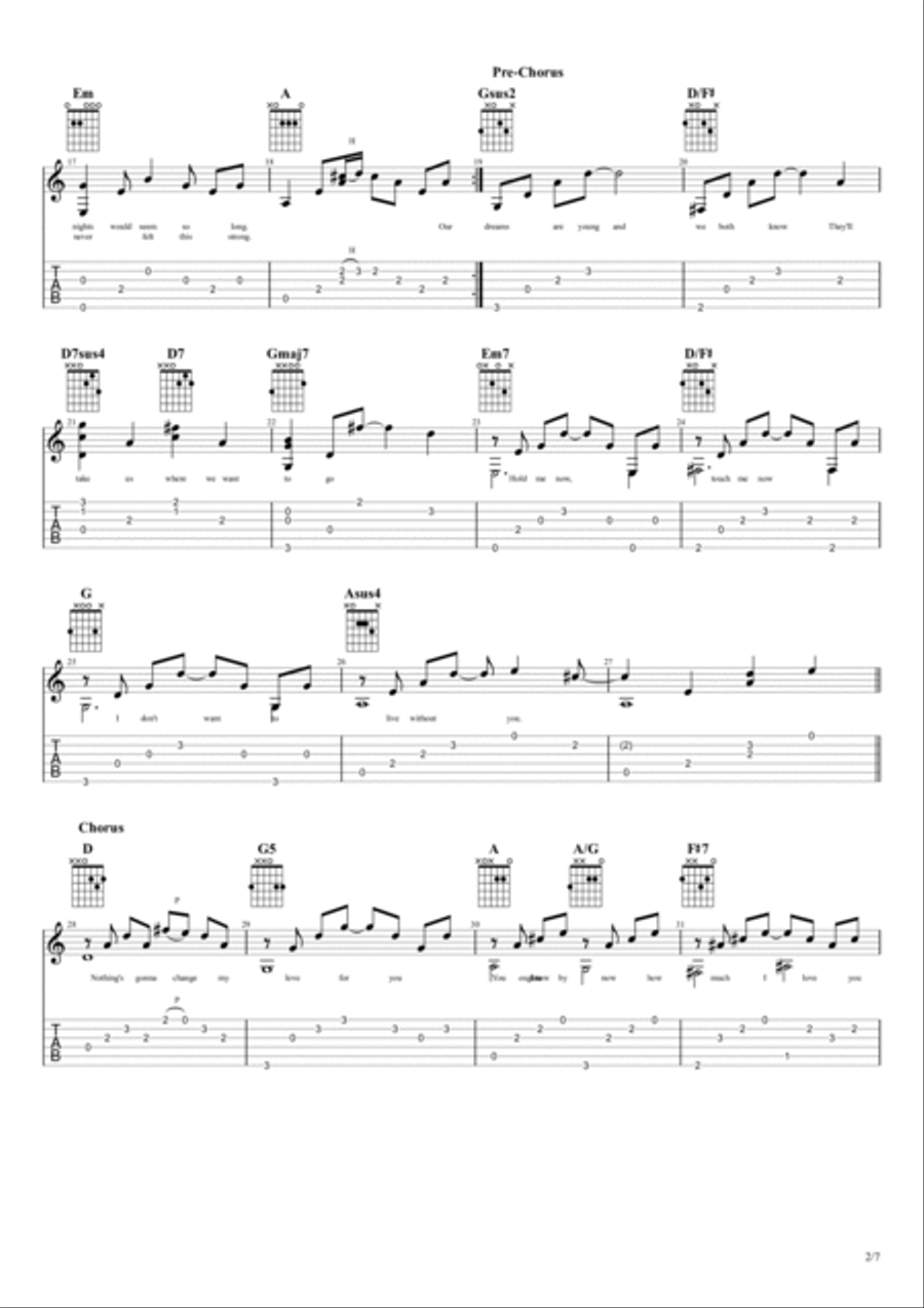 Nothing's Gonna Change My Love For You Electric Guitar scores gallery preview page 2