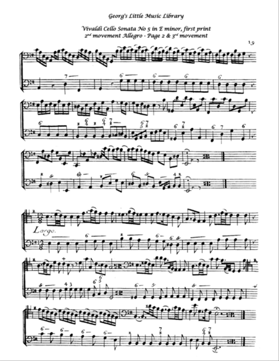 Vivaldi Cello Sonata No 5 E minor arr. for cello & guitar String Duet scores gallery preview page 5