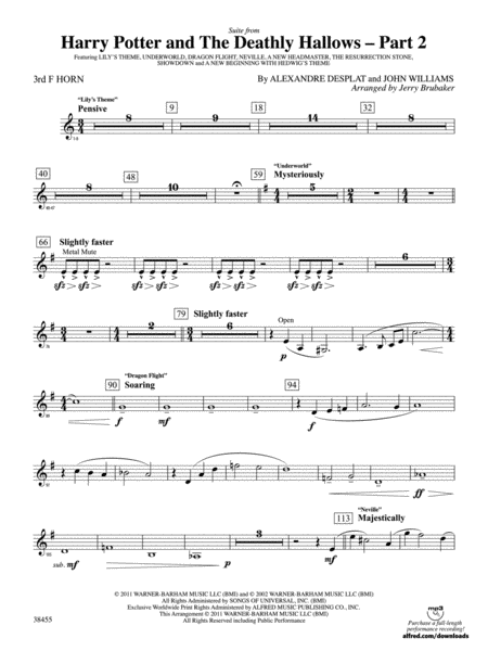 Harry Potter and the Deathly Hallows, Part 2, Suite from: 3rd F Horn