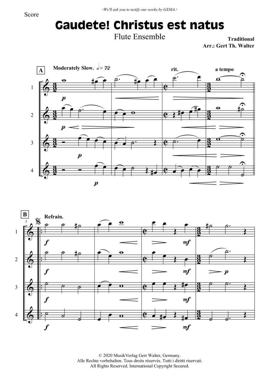 Gaudete! Christus Est Natus Woodwind Ensemble scores gallery preview page 1