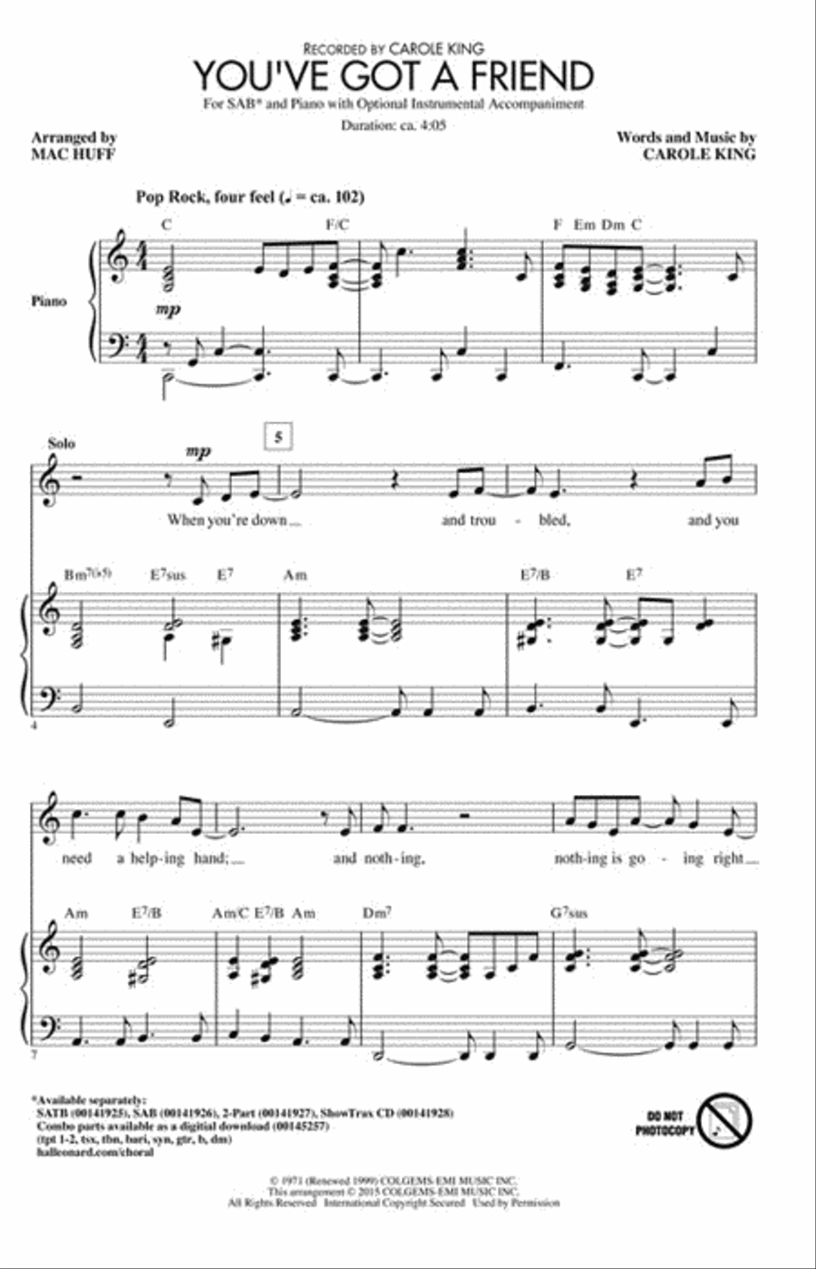 You've Got a Friend You've Got a Friend 3-Part scores gallery preview page 2