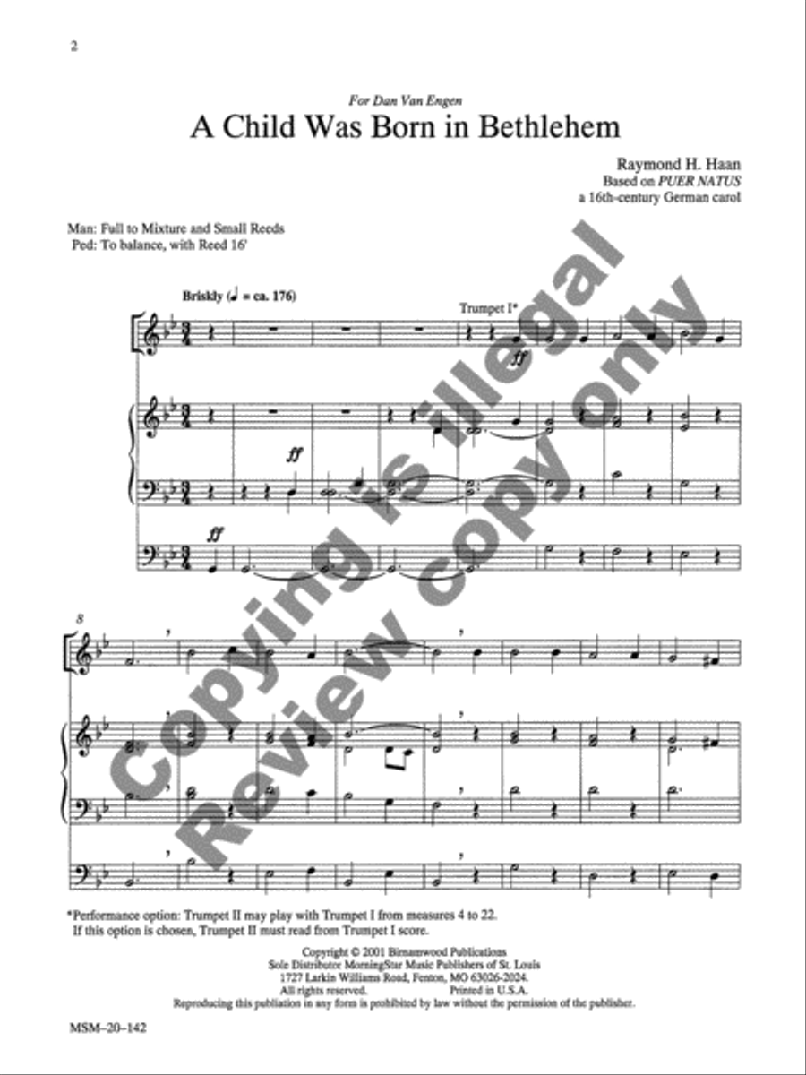 A Child Was Born in Bethlehem Trumpet Duet scores gallery preview page 7