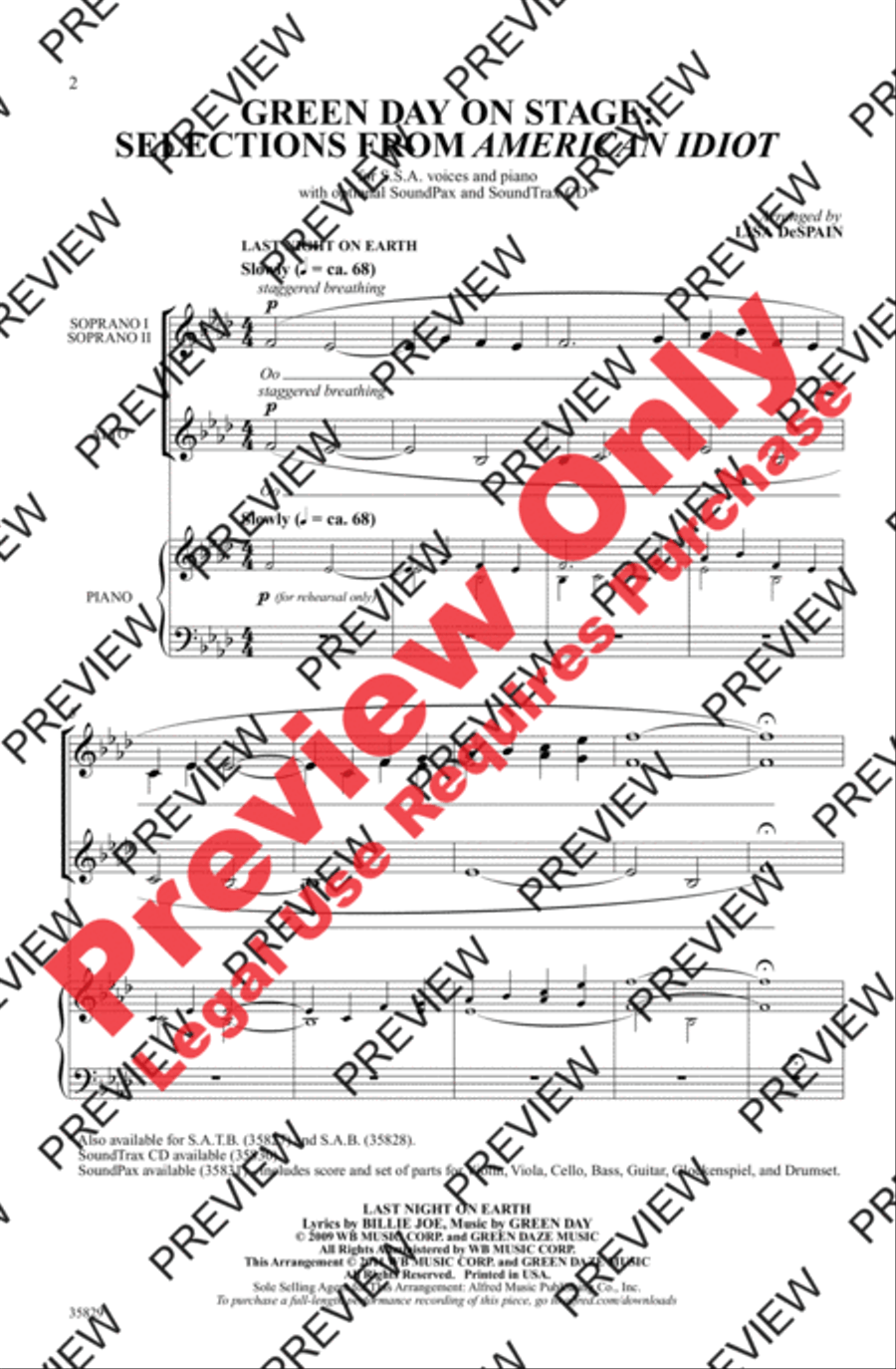 Green Day on Stage: Selections from American Idiot Women's Choir scores gallery preview page 2