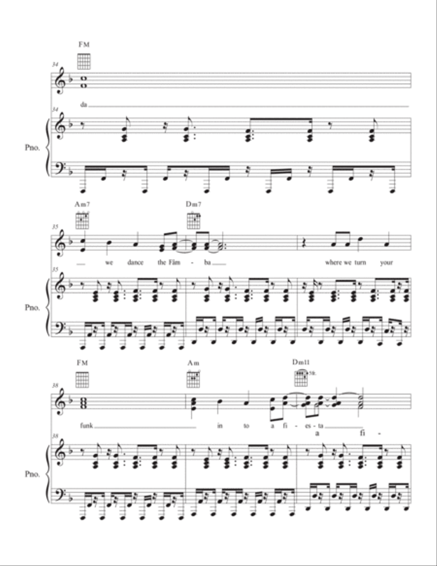 Fâmba Fâmba Piano, Vocal, Guitar scores gallery preview page 5