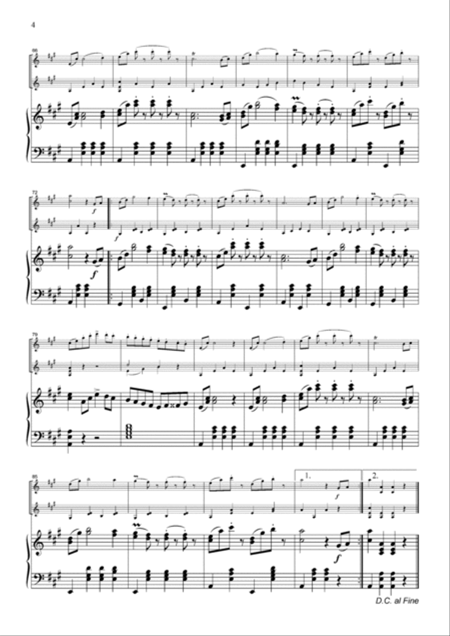 J.Strauss Radetzky March, for 2 Violins & Piano, VN214 Piano Trio scores gallery preview page 4
