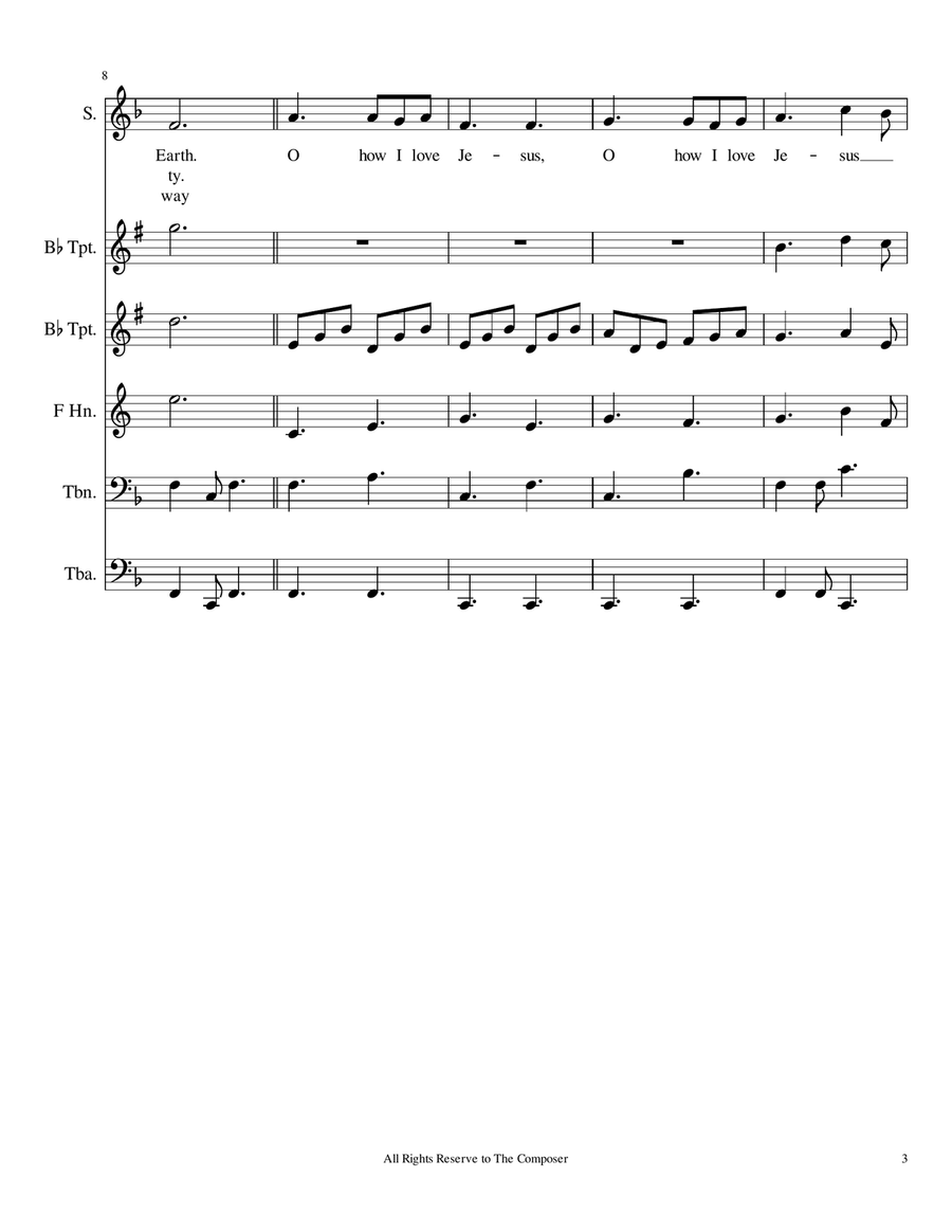 O How I Love Jesus Brass Ensemble scores gallery preview page 3