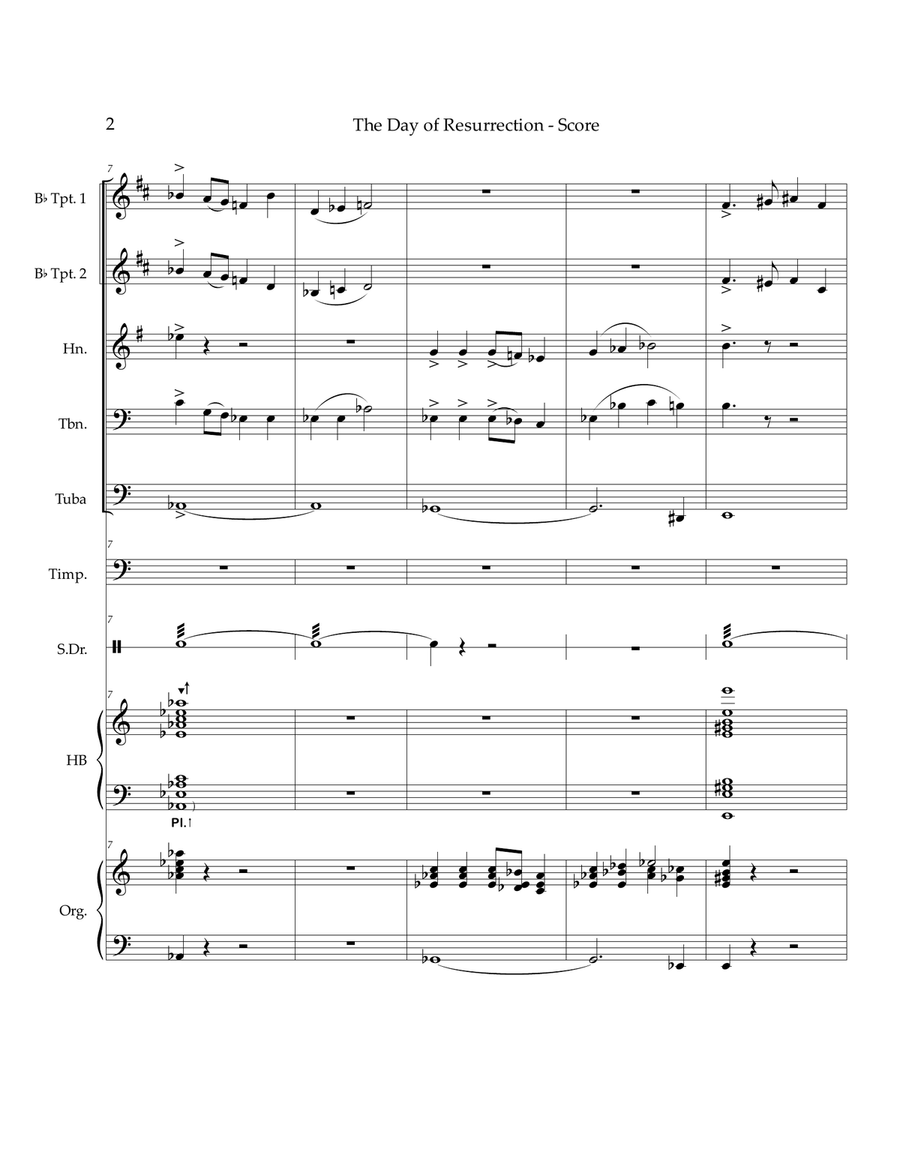 The Day of Resurrection - Easter overture for brass, organ, handbells, percussion Handbell Choir scores gallery preview page 3