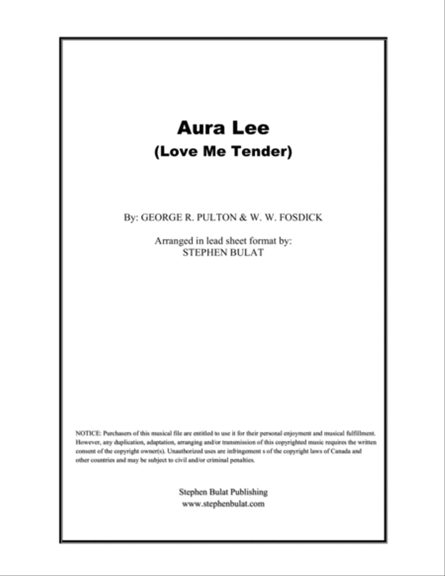 Aura Lee (Love Me Tender) - Lead sheet (key of D) Large Ensemble scores gallery preview page 1