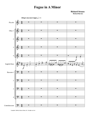 Fugue in A Minor by Richard Strauss for Strauss (Double Reed Choir + Piccolo)
