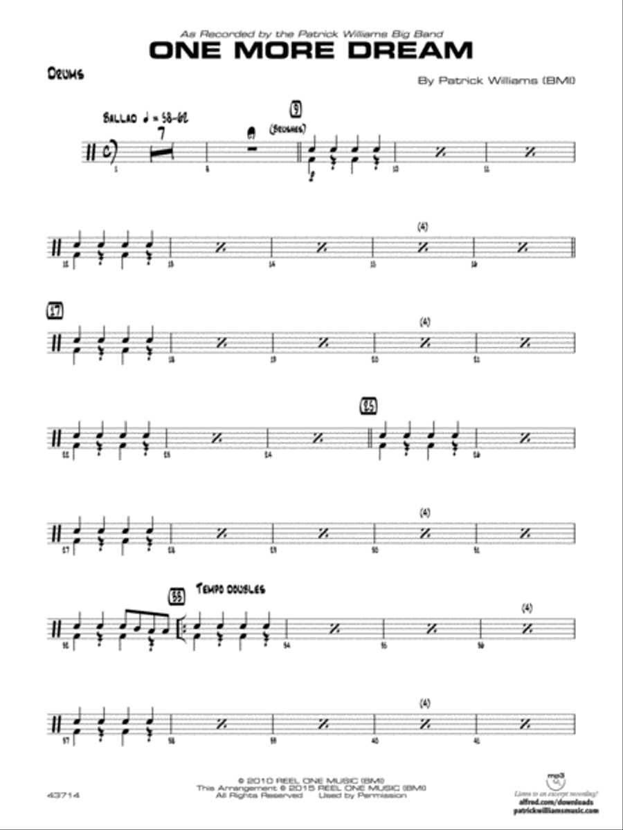 One More Dream: Drums Jazz Ensemble scores gallery preview page 1