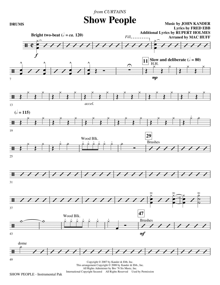 Show People - Drums Show People - Drums Choir scores gallery preview page 1