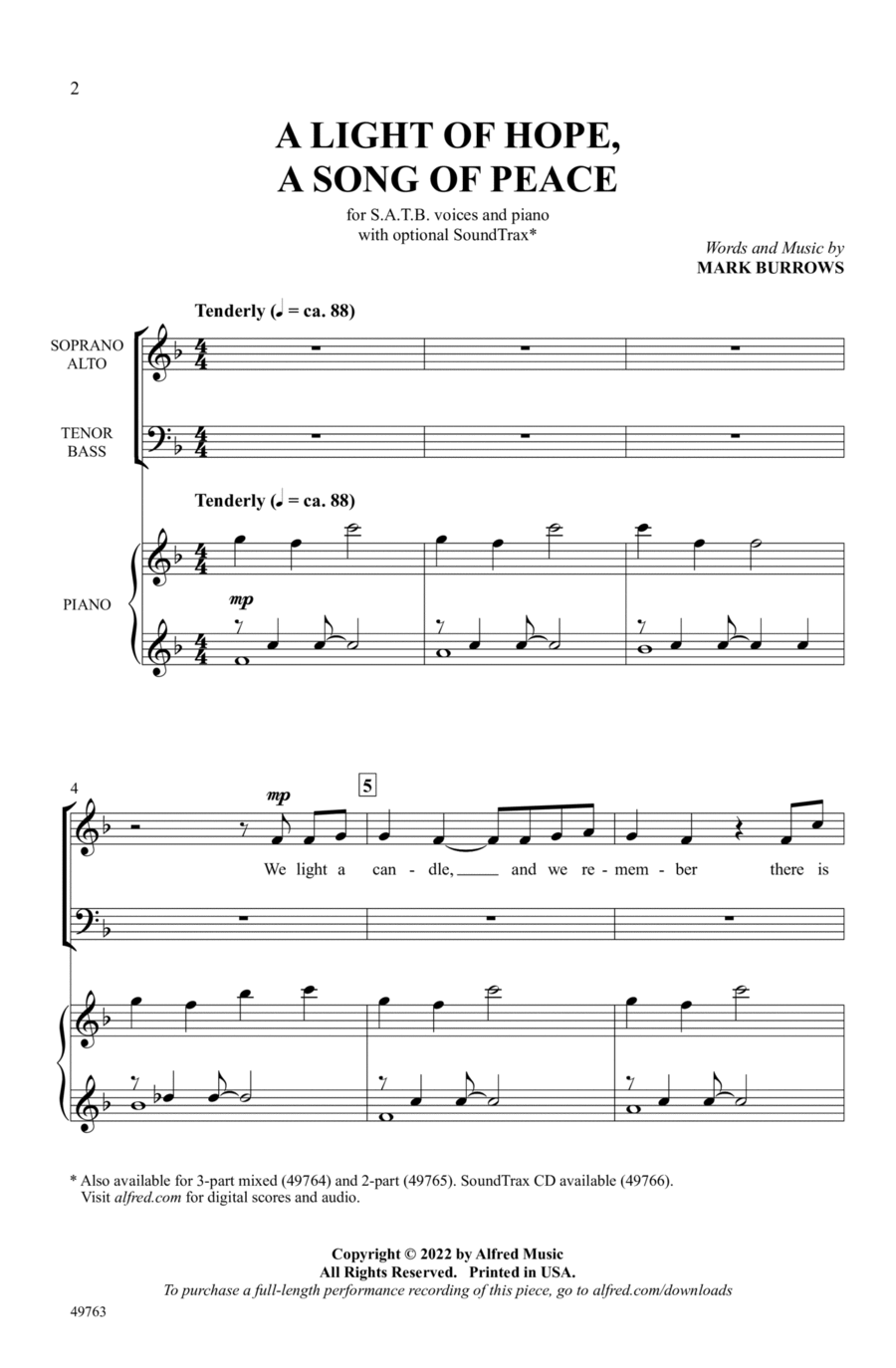 A Light of Hope, A Song of Peace Choir scores gallery preview page 1