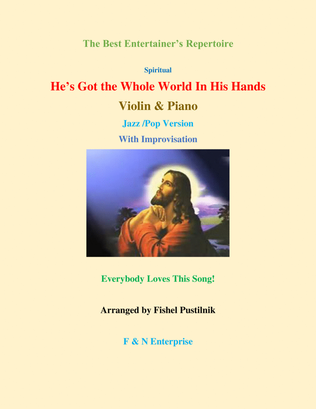 Book cover for "He's Got the Whole World In His Hands"-Piano Background (Wlth Improvisation) for Violin and Piano-V