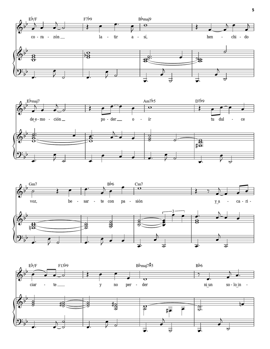 Historia De Amor Piano, Vocal scores gallery preview page 5