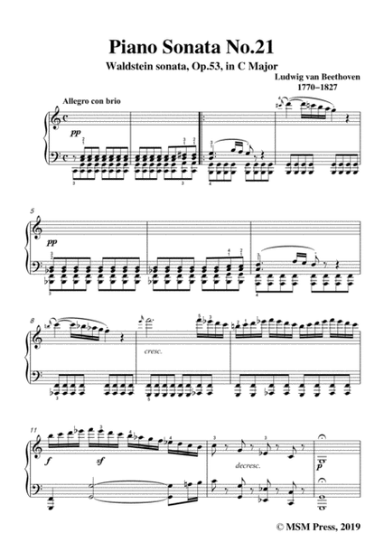 Beethoven-Piano Sonata No.21,Waldstein sonata,Op.53,in C Major,for Piano image number null