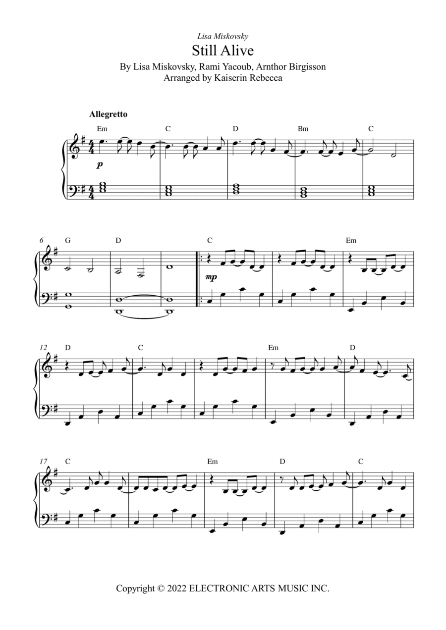 Still Alive Piano Method scores gallery preview page 1