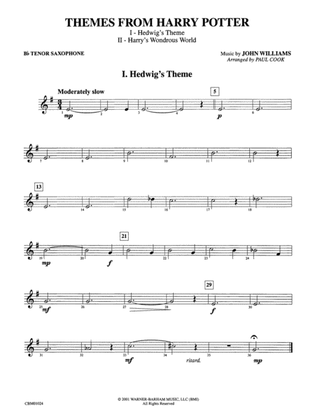 Harry Potter, Themes from: B-flat Tenor Saxophone