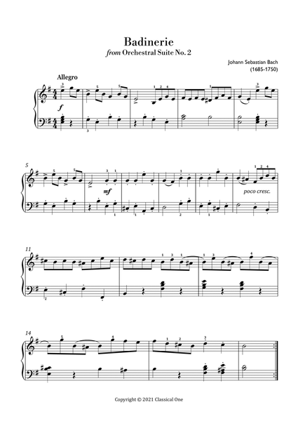 Bach - Badinerie (easy piano arrangement) image number null
