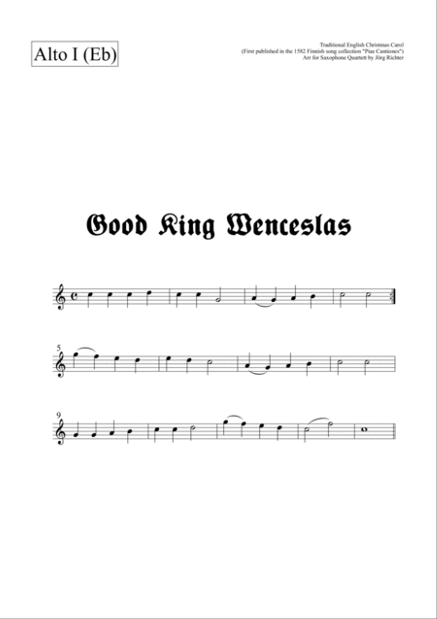 Good King Wenceslas for Saxophone Quartet Saxophone Quartet scores gallery preview page 3