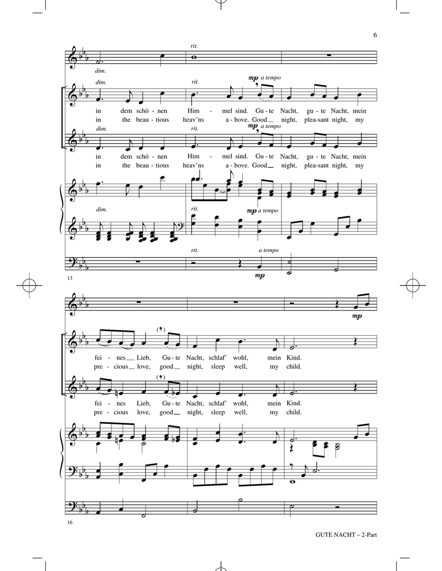 Gute Nacht (Good Night) (arr. John Leavitt) 2-Part scores gallery preview page 4