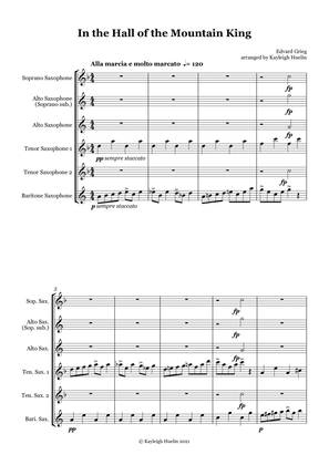 Book cover for In the Hall of the Mountain King by Edvard Grieg - Saxophone quintet (SATTB/AATTB)