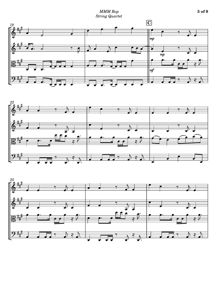 Mmm Bop String Quartet scores gallery preview page 3