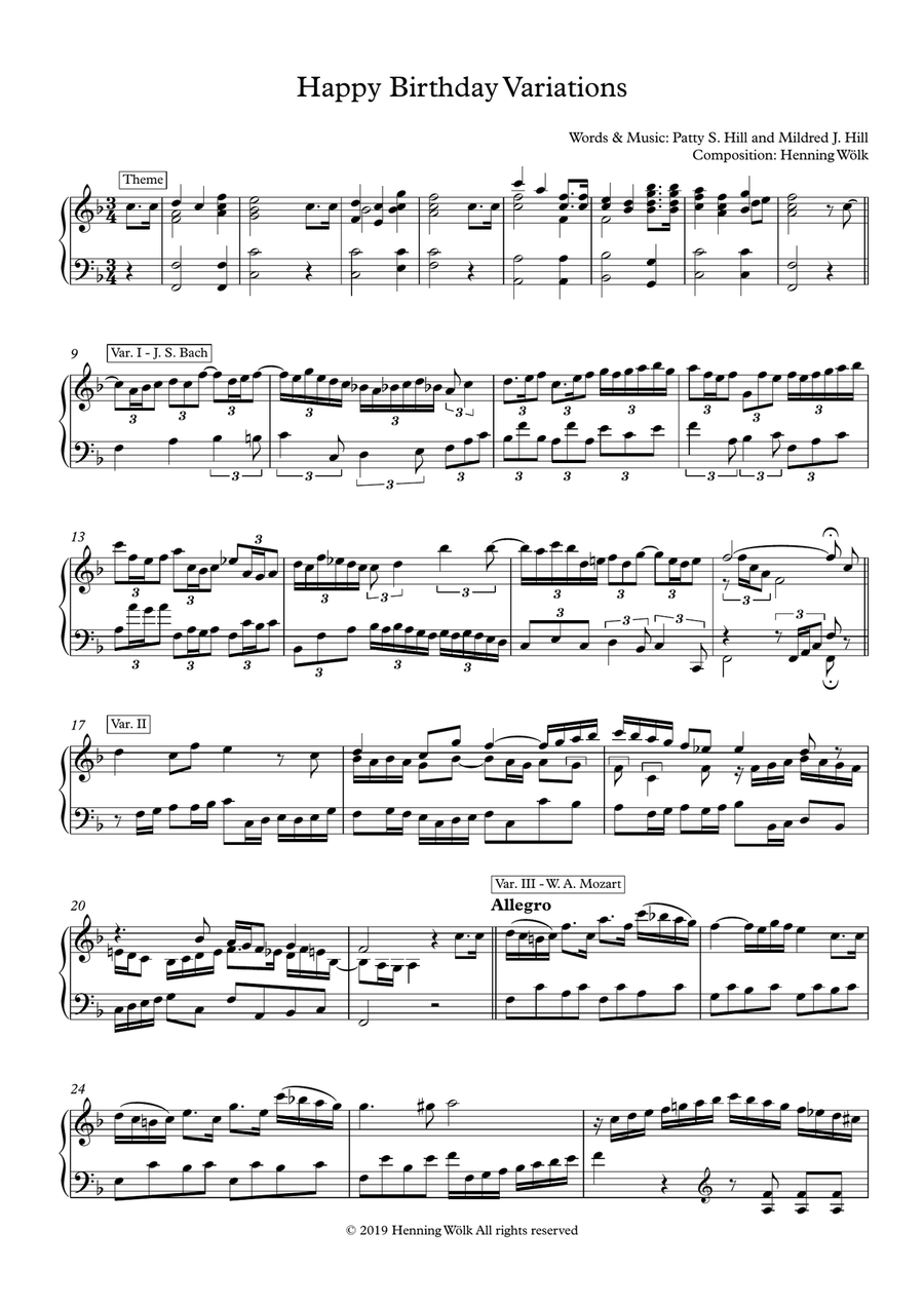 Happy Birthday Variations Piano Solo scores gallery preview page 2