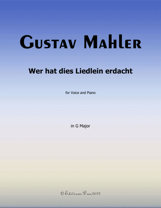 Book cover for Wer hat dies Liedlein erdacht, by Mahler, in G Major