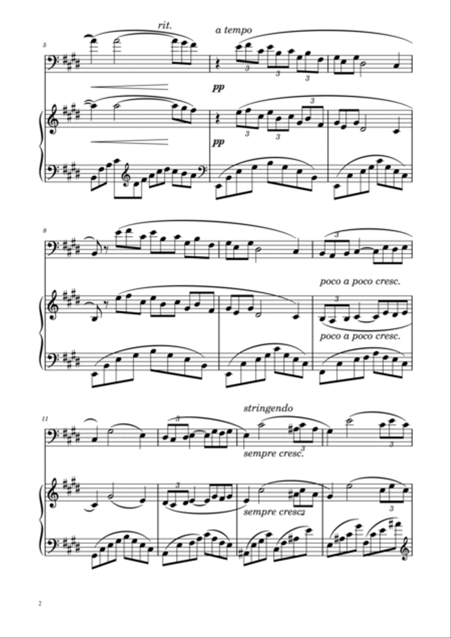 Debussy - Arabesque Nº1 - Cello Solo w/ Piano Accompaniment Piano scores gallery preview page 2