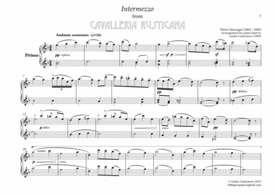 Mascagni: Cavalleria rusticana - Intermezzo for Piano Duet (4 hands)