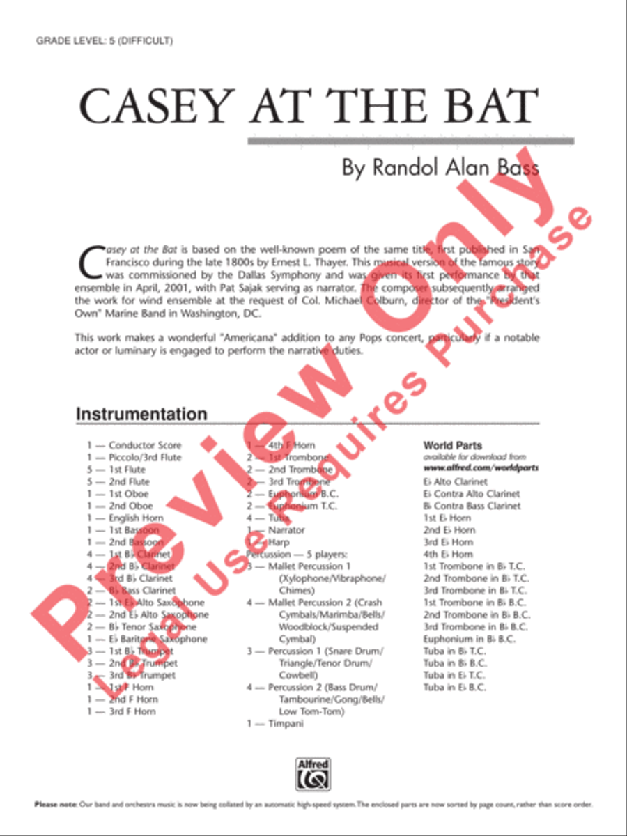 Casey at the Bat Concert Band scores gallery preview page 2