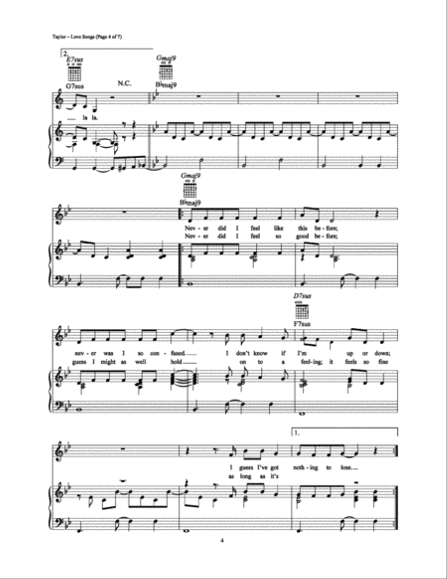 Love Songs Piano, Vocal, Guitar scores gallery preview page 4