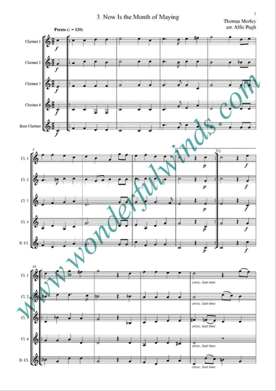 Three English Madrigals Clarinet scores gallery preview page 4