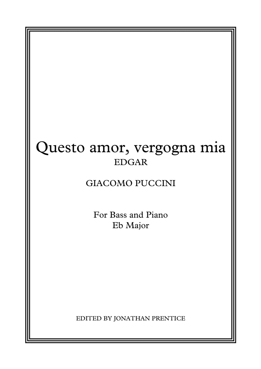 Questo amor, vergogna mia - Edgar (Eb Major) Bass Voice scores gallery preview page 1