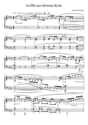 Debussy - La fille aux cheveux de lin - For Piano Solo Original With Fingered