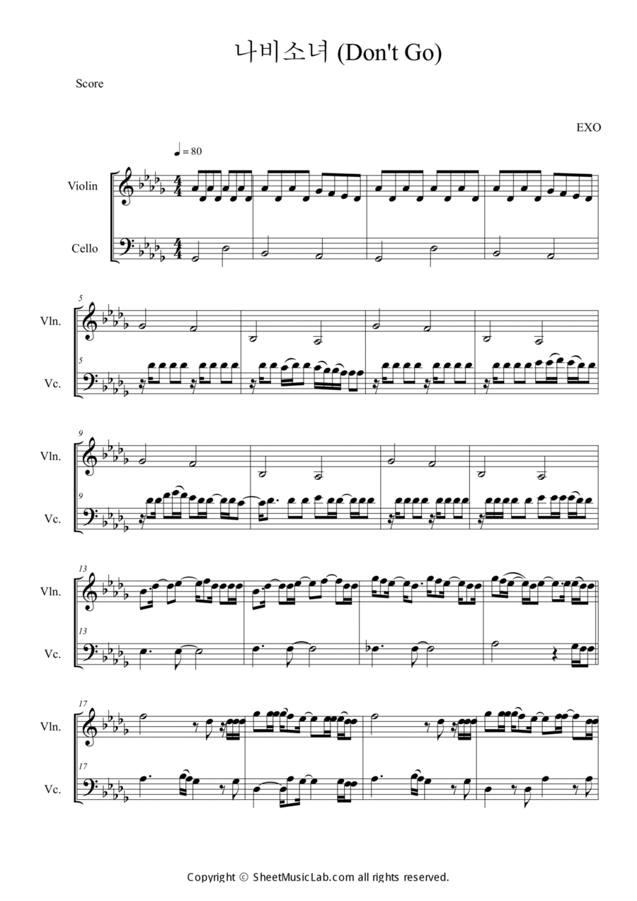 Don't Go Don't Go String Duet scores gallery preview page 1
