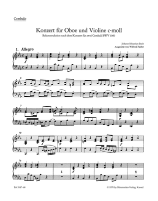 Book cover for Concerto for Oboe, Violin, Strings and Basso Continuo in C minor