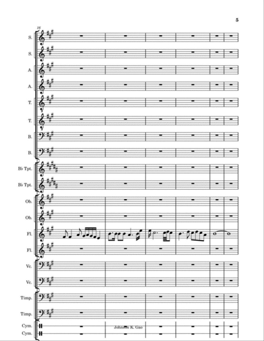 輪唱敕勒歌. Chi Le Song with cannon at the end. 輪唱敕勒歌. Chi Le Song with cannon at the end. Small Ensemble scores gallery preview page 5