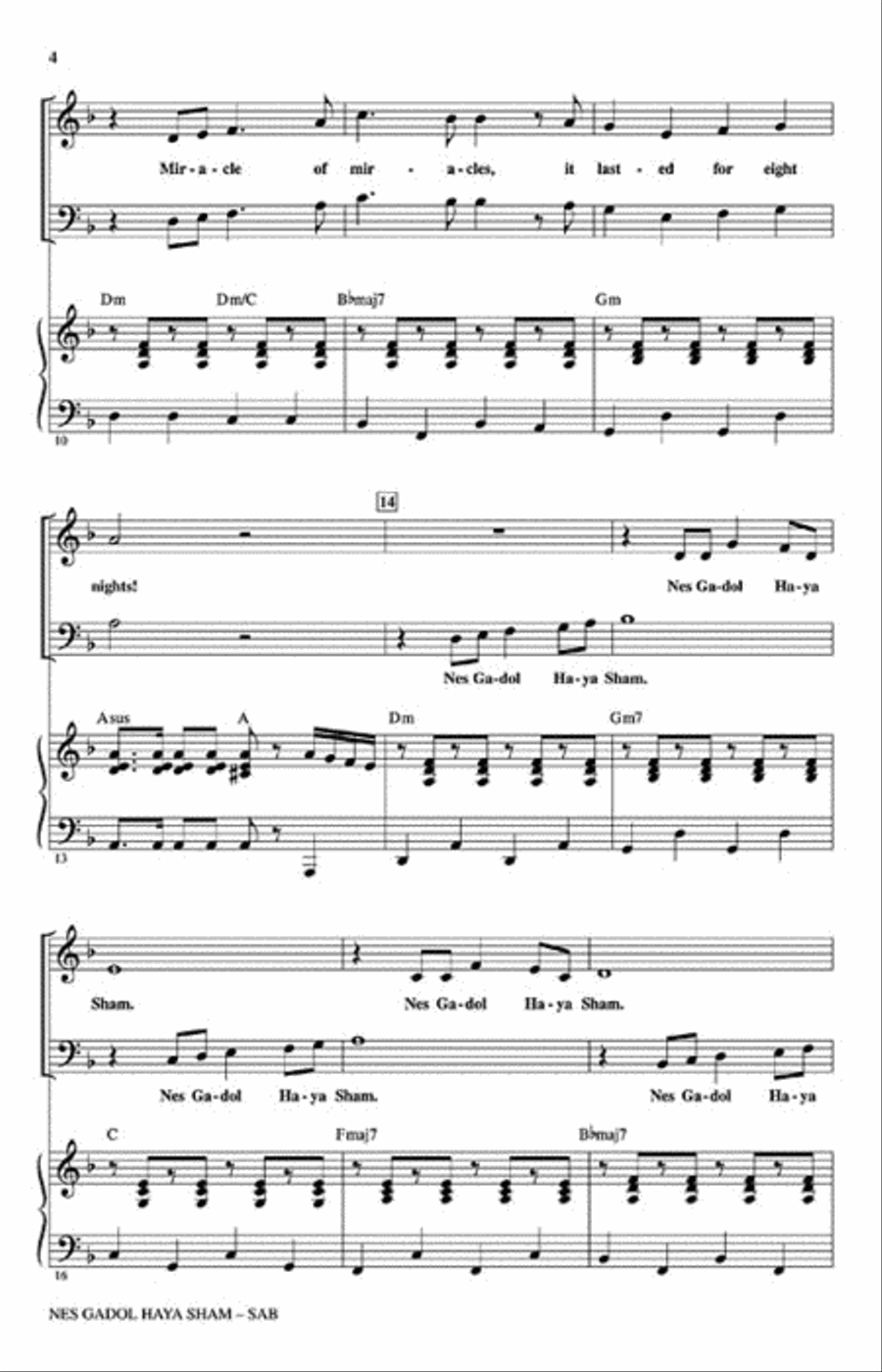 Nes Gadol Haya Sham (A Great Miracle Happened There) 3-Part scores gallery preview page 3