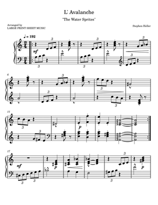 L'Avalanche "The Water Sprites" LARGE PRINT Piano Solo