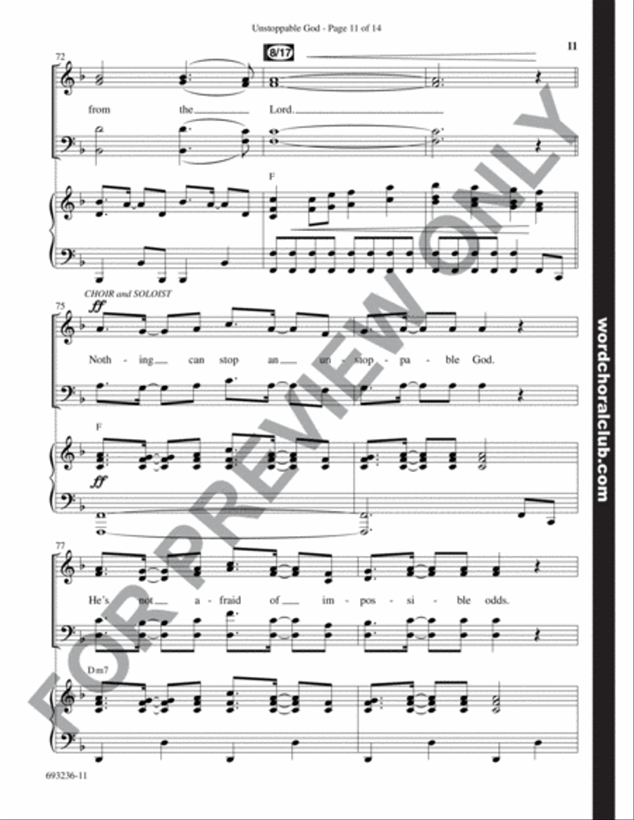 Unstoppable God - Anthem 4-Part scores gallery preview page 12