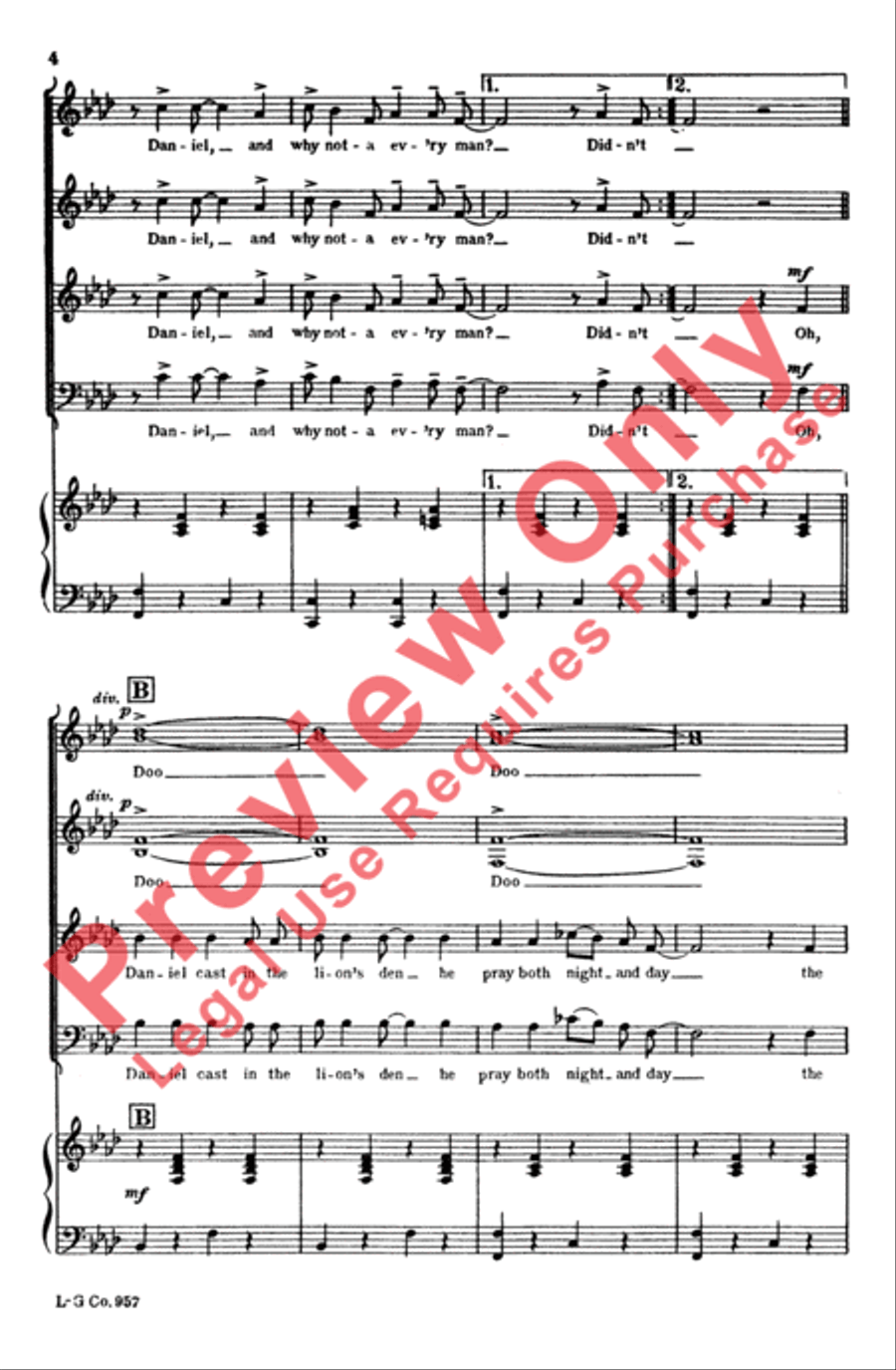 Didn't My Lord Deliver Daniel? 4-Part scores gallery preview page 3