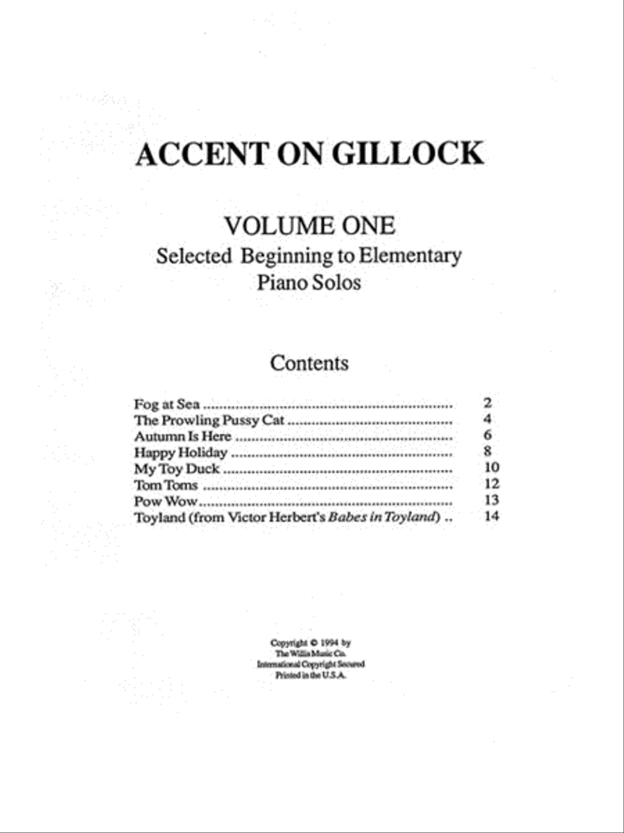 Accent on Gillock Volume 1 Piano Method scores gallery preview page 2