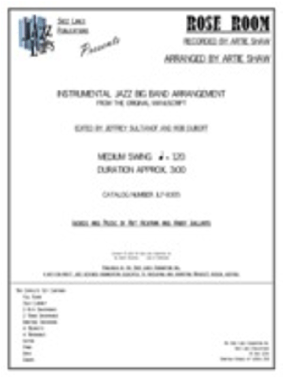 Rose Room Big Band scores gallery preview page 1
