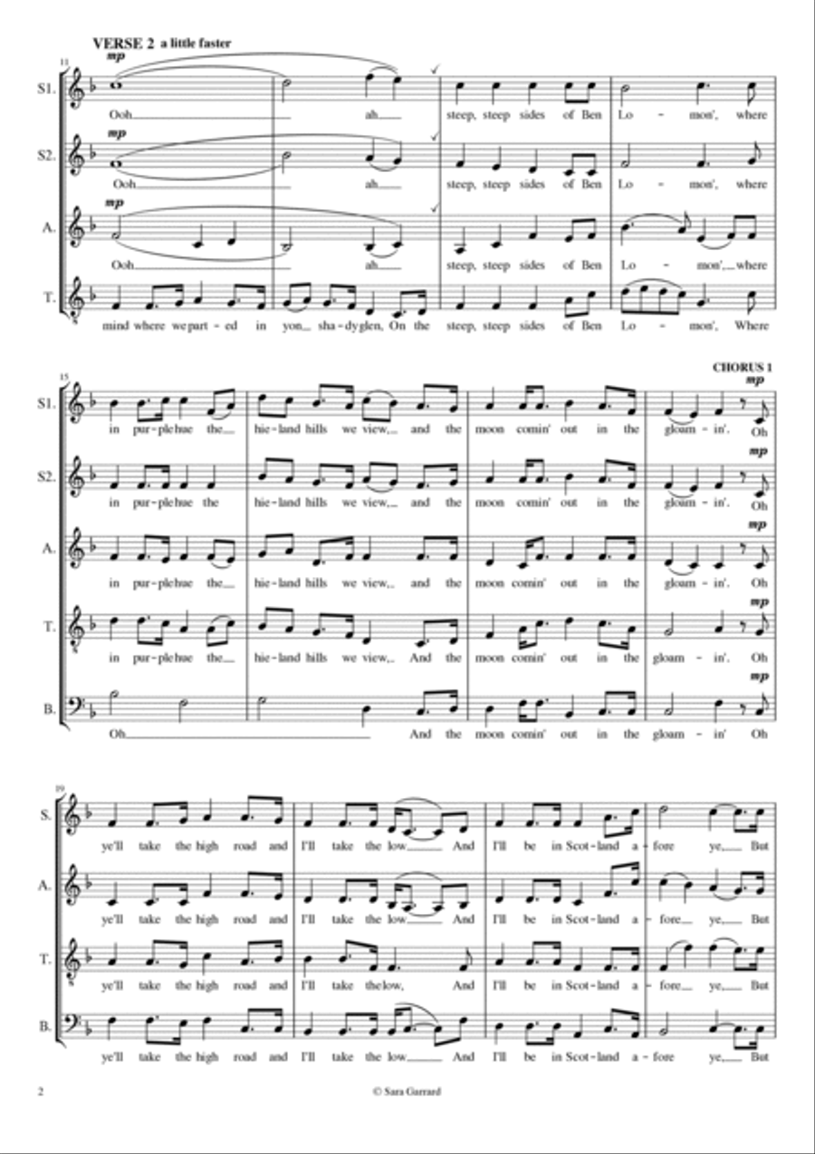 The Bonnie Banks of Loch Lomond (SSATB) Divisi scores gallery preview page 3