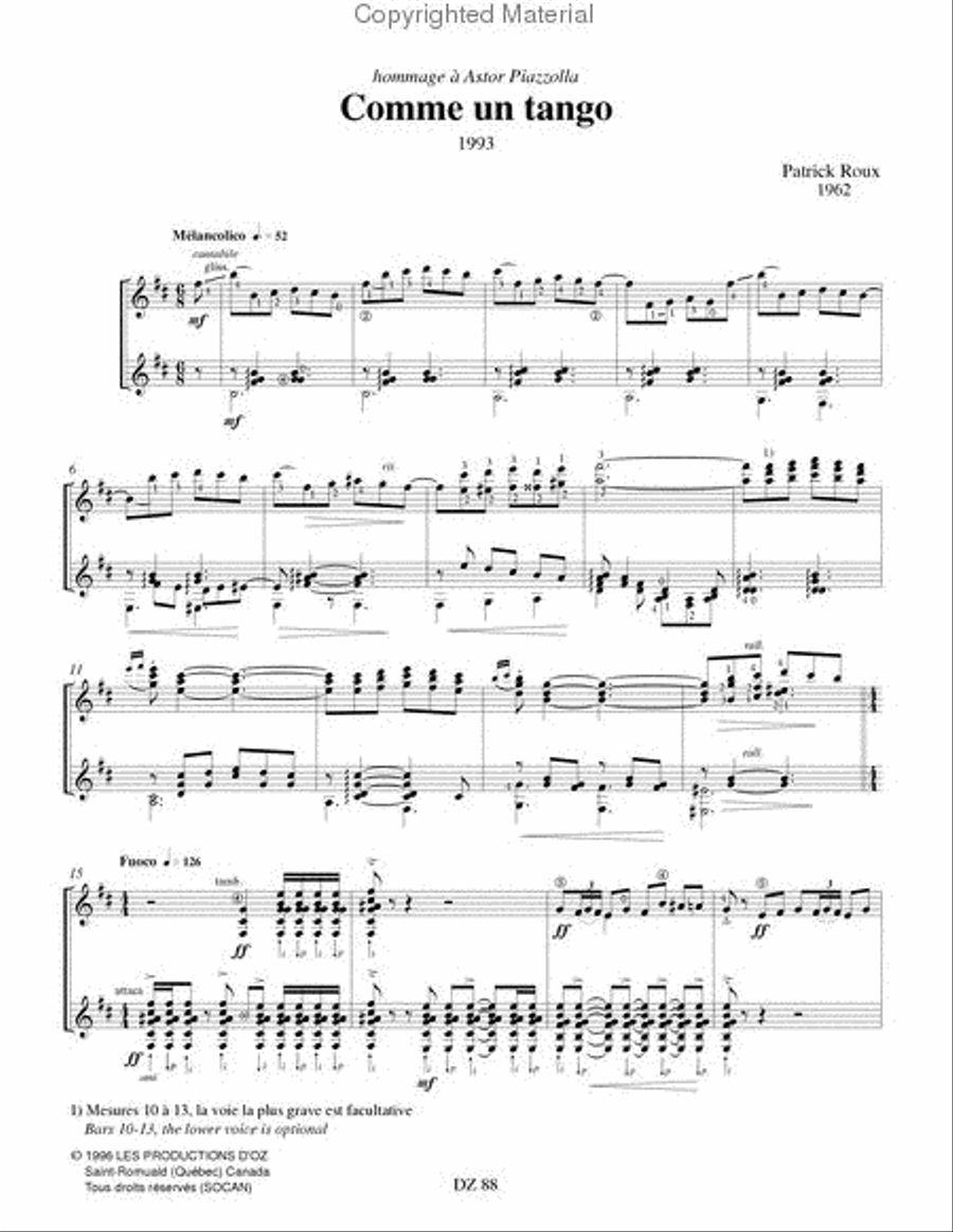 Comme un tango Classical Guitar scores gallery preview page 2