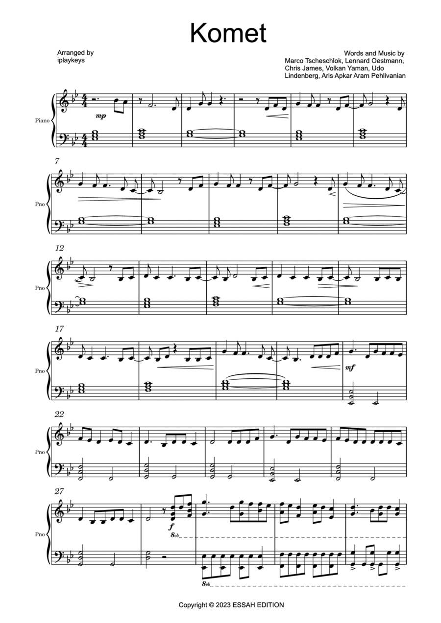 Komet Piano Solo scores gallery preview page 1
