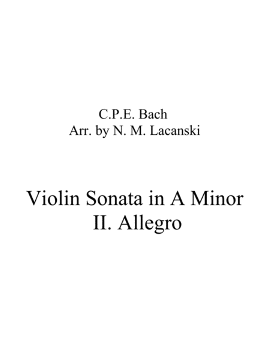 Sonata in A Minor for Violin and String Quartet II. Allegro String Quartet scores gallery preview page 1