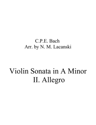 Book cover for Sonata in A Minor for Violin and String Quartet II. Allegro