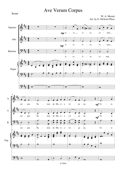 Ave Verum - Mozart - Arranged for three voices - SAB